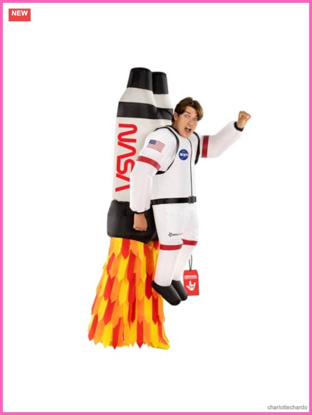 Inflatable Astronaut Costume Adult With Rocket Pack & Fan Halloween Space Suit
